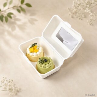 Bento Cake Box 20 x 12 x 10 cm mit Sichtfenster - Rechteck Fenster