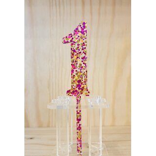 Cake Topper Acryl Glitter Pink Nr. 1-10 - AUSWAHL