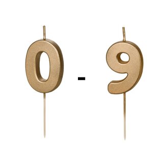 Zahlenkerze Kerze 4,5 cm Gold - Nummer 0-9 - AUSWAHL