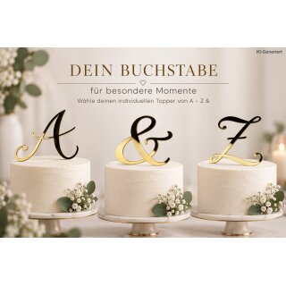 Cake Topper Buchstaben Spiegel Gold A - Z, & - AUSWAHL